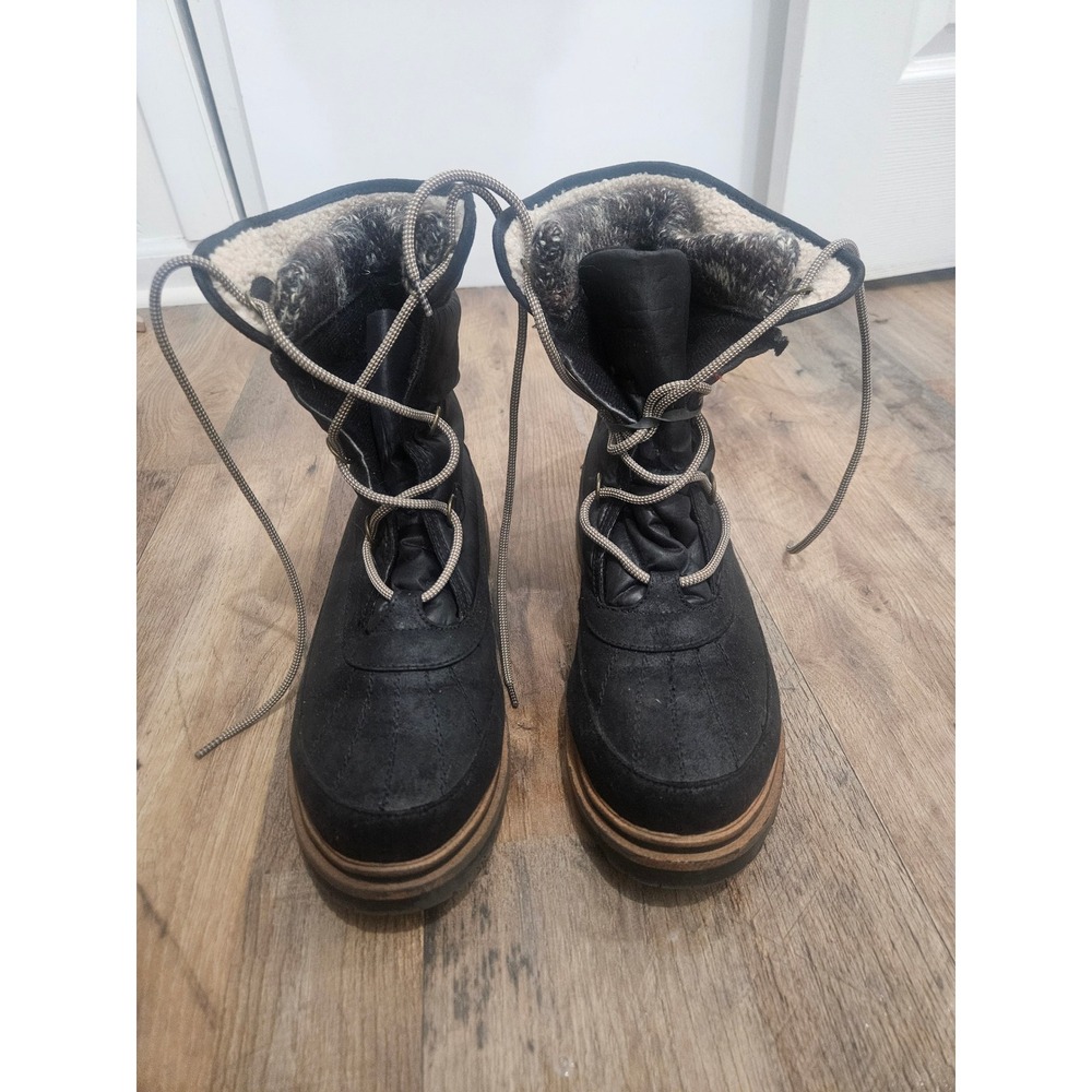 Dansko Women Natalie Black Lace Up Winter Snow Boots Faux Fur Lined Size 11M